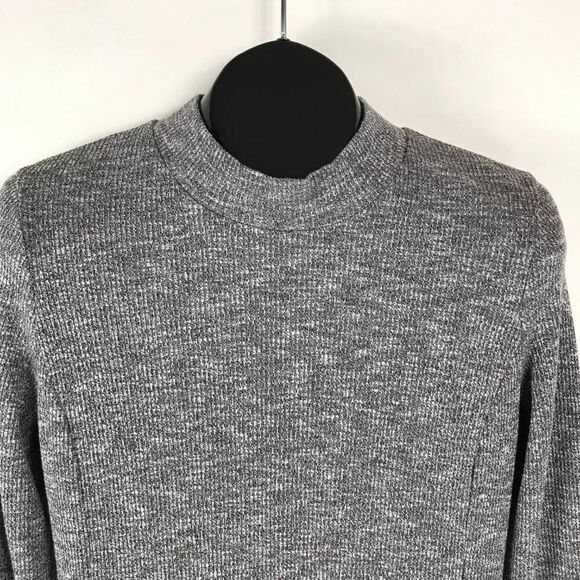 Madewell City Block Mock Neck Long Sleeve Marled Knit Dress Women's Small Gray - Picture 3 of 11